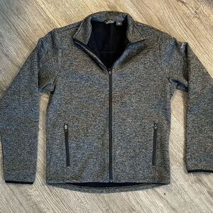 Eddie Bauer Men’s Small Full Zip Fleece Jacket Gray Lightweight Hiking Outdoor